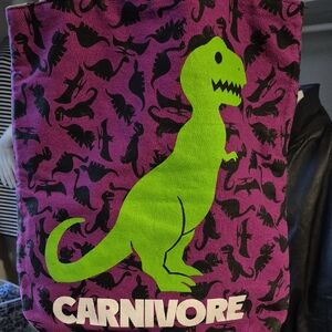 Carnivore Dinosaur Print Tote Bag - Purple and Green